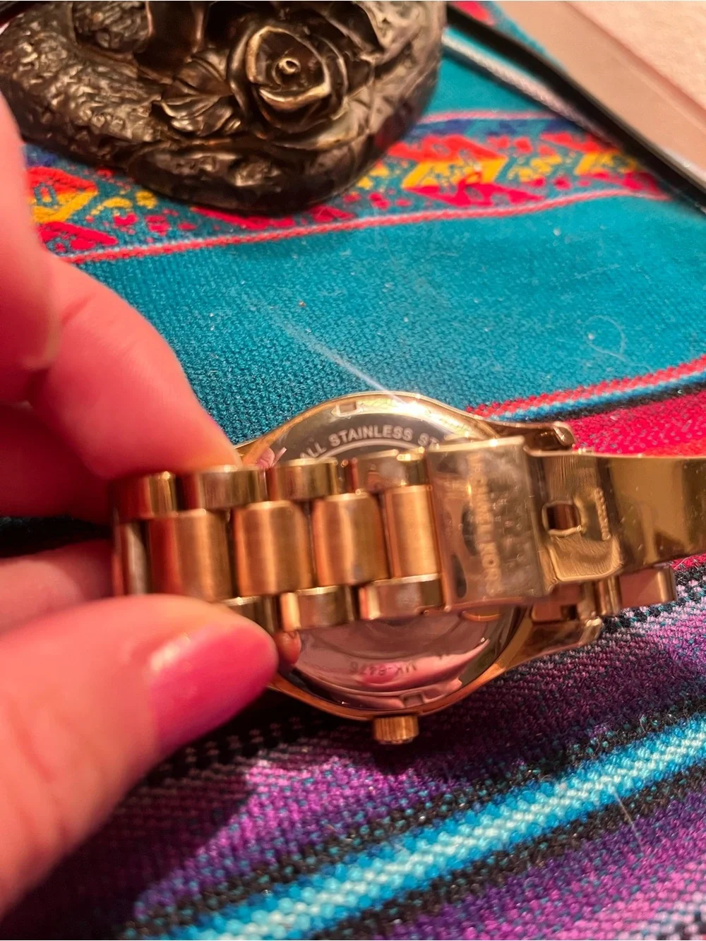 Michael Kors Gold and Rose Gold Men's World Map Bracelet Watch